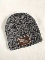 Feather 8" Marled Knit Beanie With Leatherette Patch