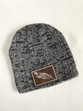 Feather 8" Marled Knit Beanie With Leatherette Patch