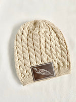 Feather Quill Mountain 8" Marled Knit Beanie With Leatherette Patch