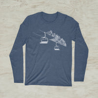 Ski Lift Mountain Long Sleeve Tri-Blend Screen Print T-Shirt