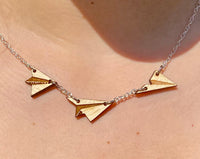 Paper Planes Flying 17" Wood and Sterling Silver Necklace