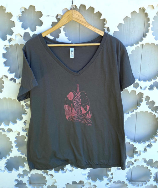 CLEARANCE Lungs Nature Mountains Outdoors V-Neck T-Shirt
