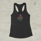 Mountain Lake Sunset Geometric Ombré Graphic Tank