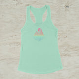 Mountain Lake Sunset Geometric Ombré Graphic Tank