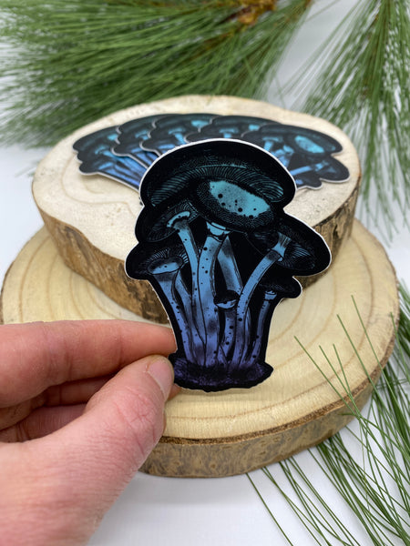 Mushroom Mycology 2.2"x3" Ombre Outdoor Nature Die Cut Sticker